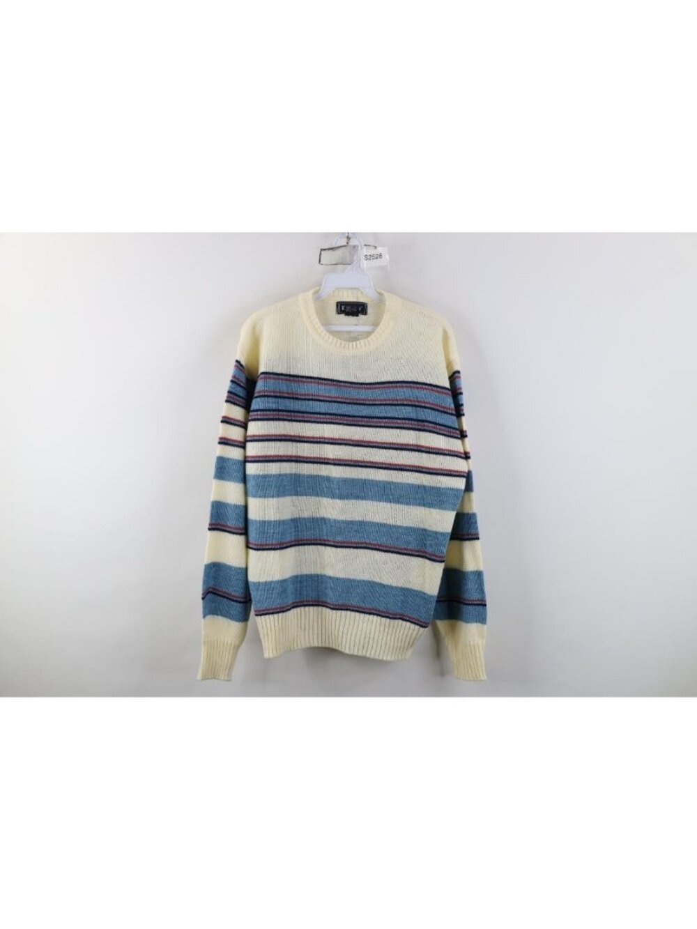 Vintage 70s Streetwear Mens XL Striped Color Block Ribbed Knit Crewneck Sweater